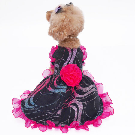 犬猫服1点限り ローズピンクのキラキララインのドレス Sサイズ hw-10